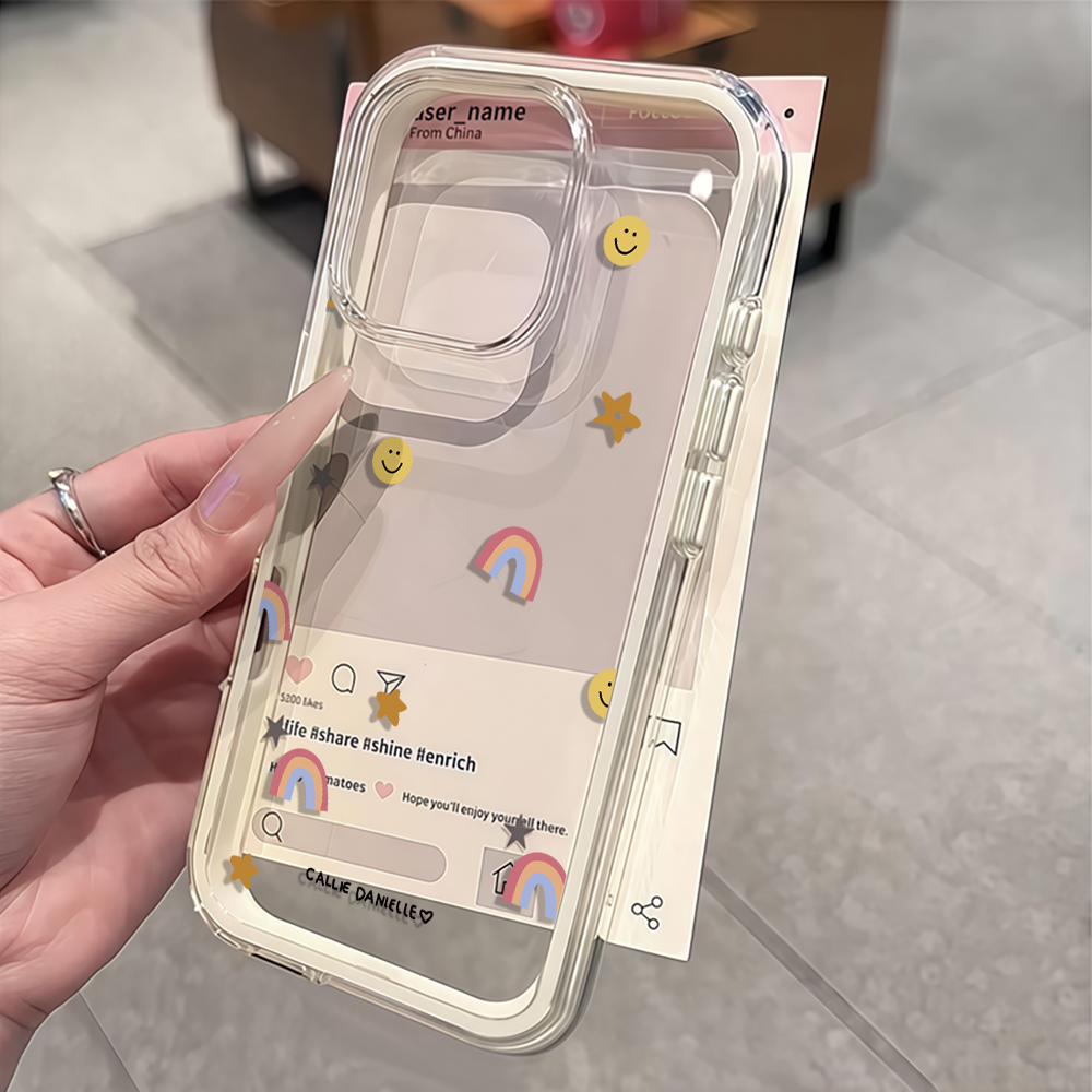 Phone Cases Clear - Coque de téléphone transparente arc-en-ciel mignonne