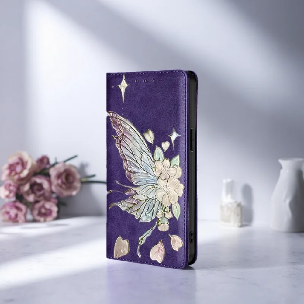 Phone Cases Samsung S25 Fe - Étui portefeuille en cuir magnétique peint